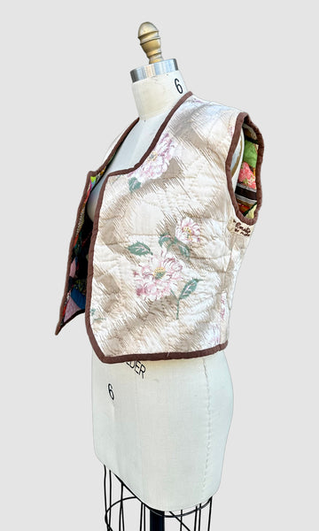 REVERSIBLE VINTAGE QUILTED Patchwork 70s Vest • Small