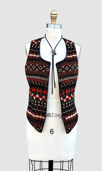 ANNE KLIEN I.MAGNIN & Co. 70s Geometric Blazer Vest • Small