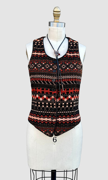 ANNE KLIEN I.MAGNIN & Co. 70s Geometric Blazer Vest • Small