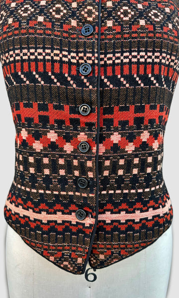 ANNE KLIEN I.MAGNIN & Co. 70s Geometric Blazer Vest • Small