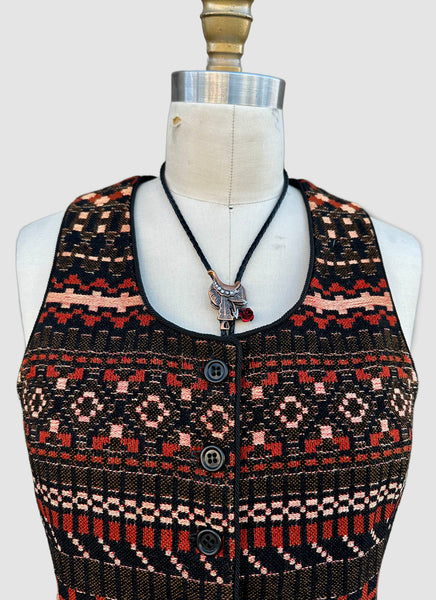 ANNE KLIEN I.MAGNIN & Co. 70s Geometric Blazer Vest • Small