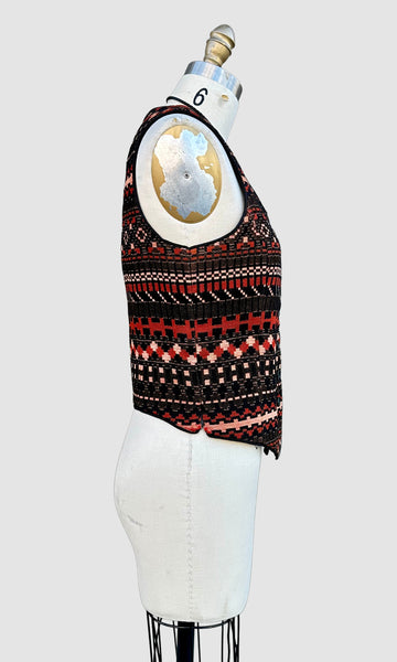 ANNE KLIEN I.MAGNIN & Co. 70s Geometric Blazer Vest • Small