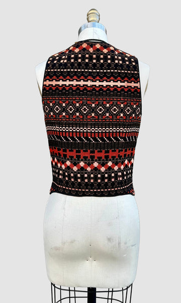 ANNE KLIEN I.MAGNIN & Co. 70s Geometric Blazer Vest • Small