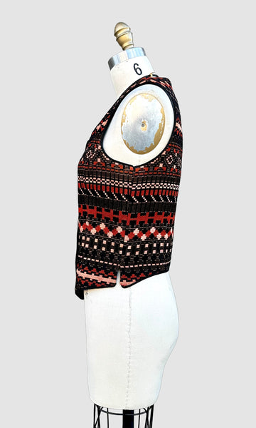 ANNE KLIEN I.MAGNIN & Co. 70s Geometric Blazer Vest • Small