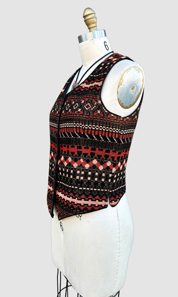 ANNE KLIEN I.MAGNIN & Co. 70s Geometric Blazer Vest • Small