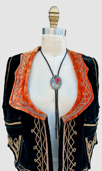 VINTAGE TURKISH OTTOMAN Embroidered 50s/60s Vest • Sm. to Med.