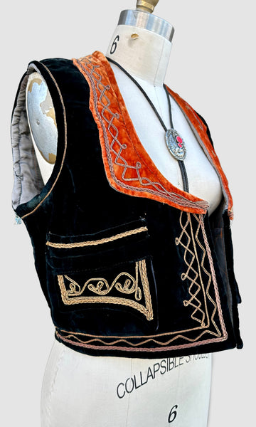 VINTAGE TURKISH OTTOMAN Embroidered 50s/60s Vest • Sm. to Med.