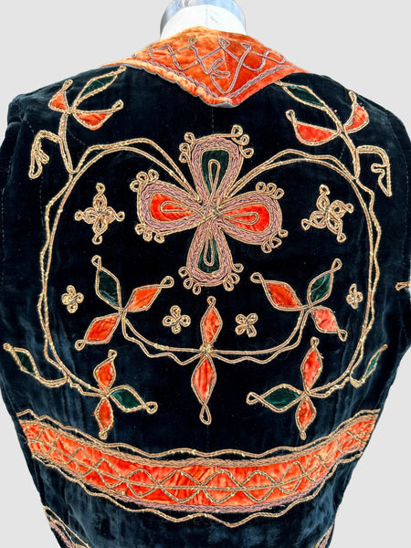VINTAGE TURKISH OTTOMAN Embroidered 50s/60s Vest • Sm. to Med.