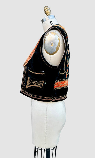 VINTAGE TURKISH OTTOMAN Embroidered 50s/60s Vest • Sm. to Med.