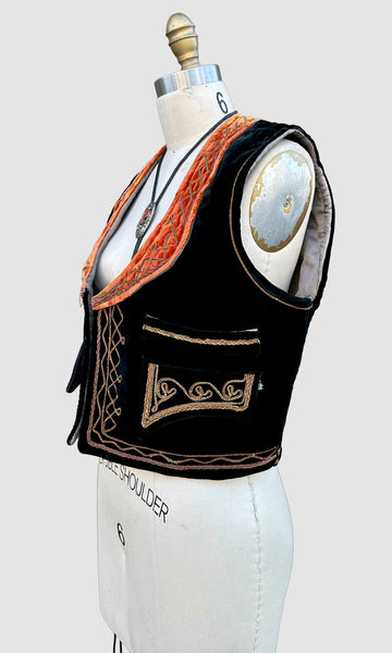 VINTAGE TURKISH OTTOMAN Embroidered 50s/60s Vest • Sm. to Med.