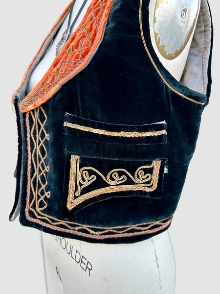 VINTAGE TURKISH OTTOMAN Embroidered 50s/60s Vest • Sm. to Med.