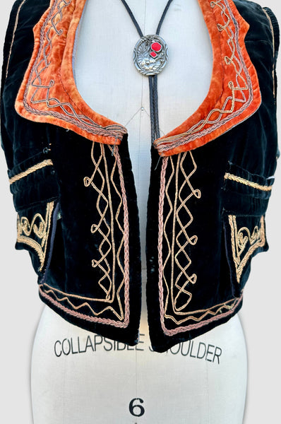 VINTAGE TURKISH OTTOMAN Embroidered 50s/60s Vest • Sm. to Med.