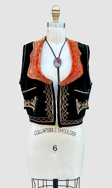 VINTAGE TURKISH OTTOMAN Embroidered 50s/60s Vest • Sm. to Med.