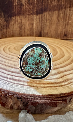 MARVEL SHADOWBOX Silver & Turquoise Ring • Size 9 1/2