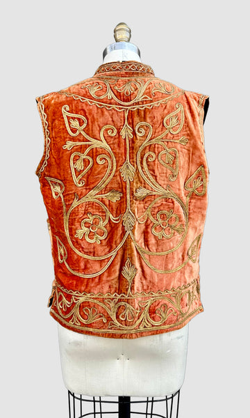 VINTAGE AFGHAN Embroidered 40s/50s Vest • Medium