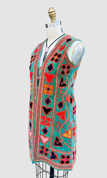 VINTAGE AFGHAN Embroidered 60s Vest • XS to Small