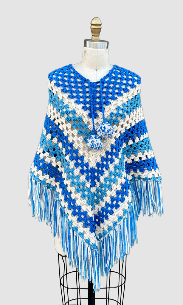 ARTIC KNIT PONCHO Vintage 70s Crochet Sm. to Med. ARTIC KNIT PONCHO Vintage 70s Crochet Sm. to Med.