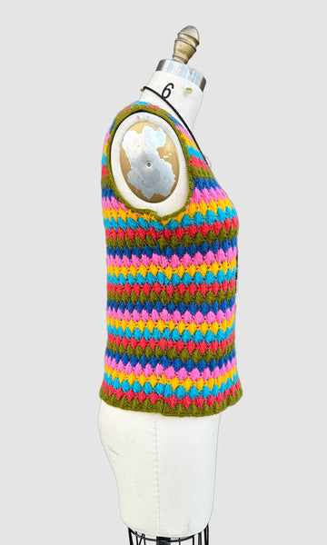 CROCHET Vintage 70s Knit Tank Top • Medium