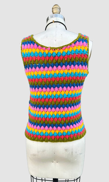 CROCHET Vintage 70s Knit Tank Top • Medium