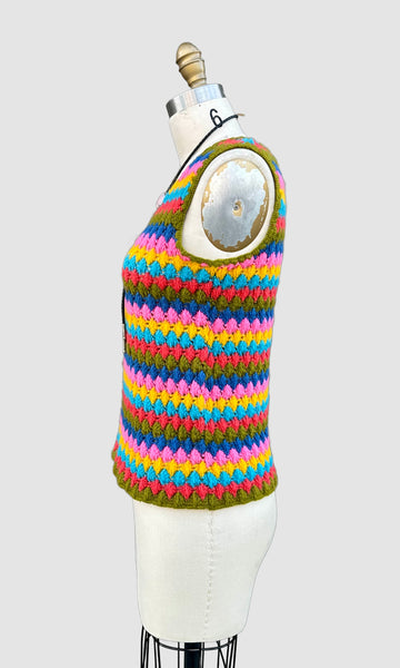 CROCHET Vintage 70s Knit Tank Top • Medium