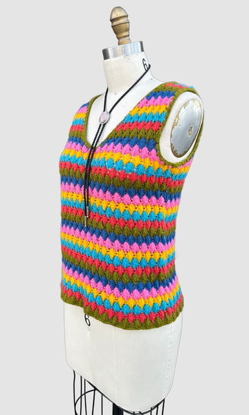 CROCHET Vintage 70s Knit Tank Top • Medium