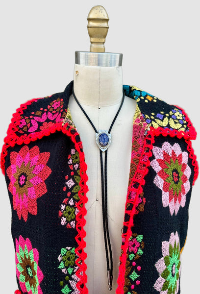 KALEIDOSCOPE 1970s Vintage Flower Vest • Med. to Lg.
