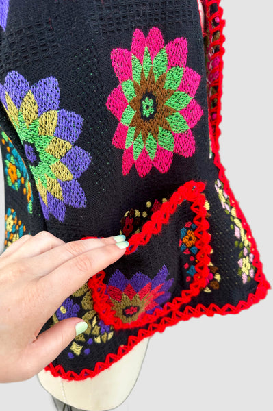 KALEIDOSCOPE 1970s Vintage Flower Vest • Med. to Lg.