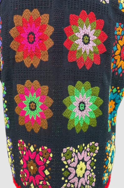 KALEIDOSCOPE 1970s Vintage Flower Vest • Med. to Lg.