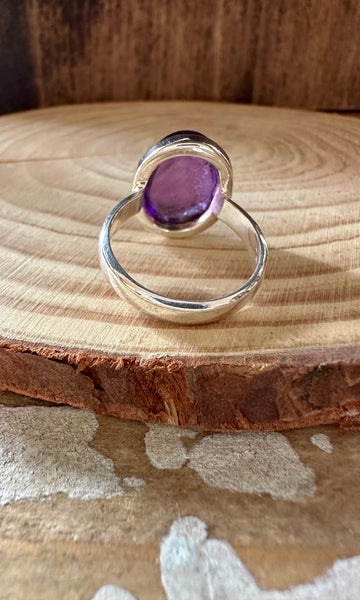 CIRCLE OF LOVE Amethyst Sterling Silver Ring • Size 7