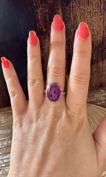 CIRCLE OF LOVE Amethyst Sterling Silver Ring • Size 7