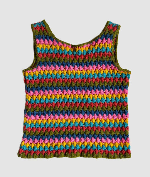 CROCHET Vintage 70s Knit Tank Top • Medium