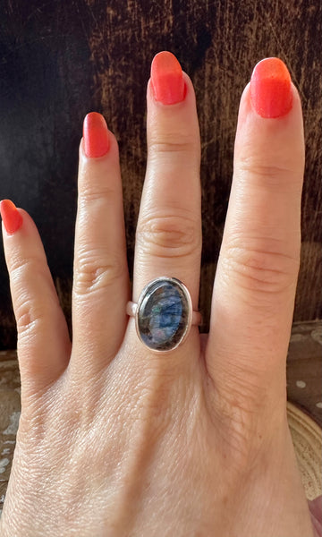 MERMAID LABRADORITE Sterling Silver Ring • Size 7