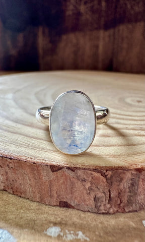 NEPTUNE MOONSTONE Sterling Silver Ring • Size 7