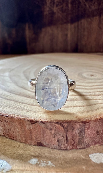 CLARITY MOONSTONE Sterling Silver Ring • Size 8