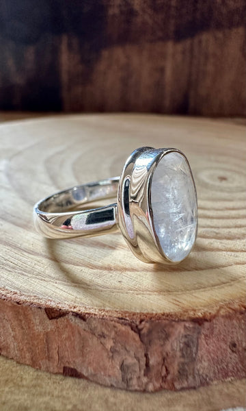 CLARITY MOONSTONE Sterling Silver Ring • Size 8