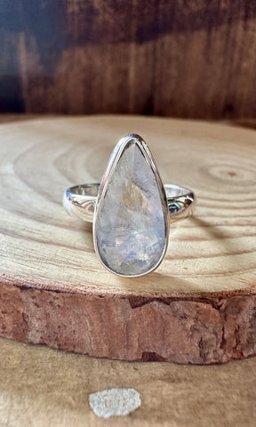 DAGGER TEARDROP MOONSTONE Sterling Silver Ring • Size 9