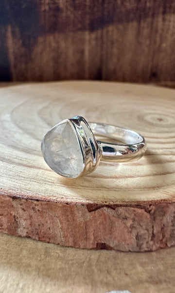 ROUNDABOUT RAINBOW MOONSTONE Sterling Silver Ring • Size 8