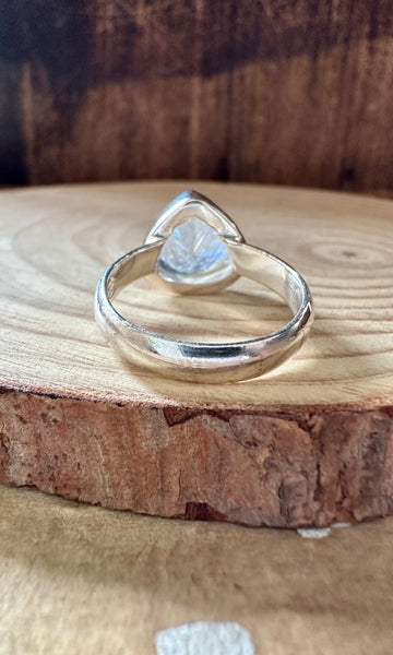 ROUNDABOUT RAINBOW MOONSTONE Sterling Silver Ring • Size 8