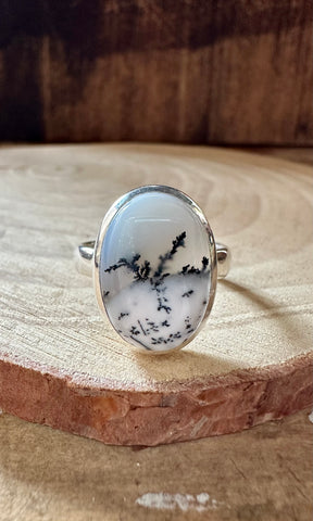 WHIMSY DENDRITIC OPAL Sterling Silver Ring • Size 9