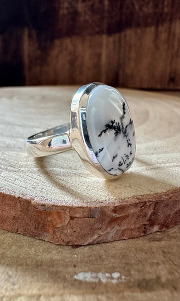 WHIMSY DENDRITIC OPAL Sterling Silver Ring • Size 9