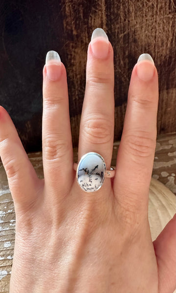 WHIMSY DENDRITIC OPAL Sterling Silver Ring • Size 9