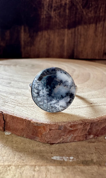 ENCHANTED DENDRITIC OPAL Sterling Silver Ring • Size 10