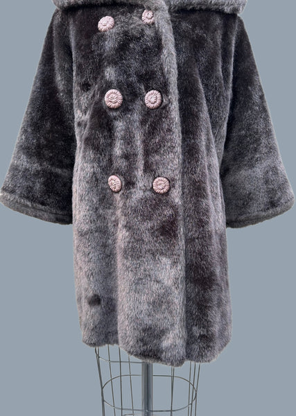 VINTAGE RICH CHOCOLATE 60s/70s Faux Fur Coat • Small
