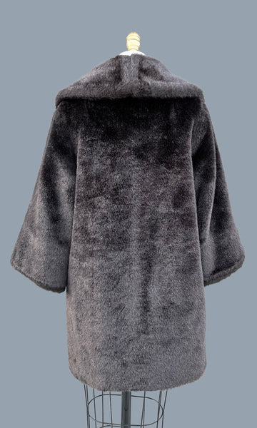 VINTAGE RICH CHOCOLATE 60s/70s Faux Fur Coat • Small