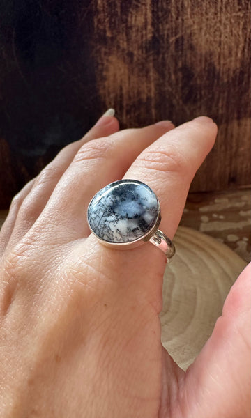 ENCHANTED DENDRITIC OPAL Sterling Silver Ring • Size 10