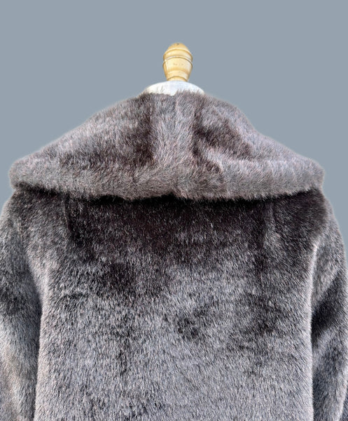 VINTAGE RICH CHOCOLATE 60s/70s Faux Fur Coat • Small