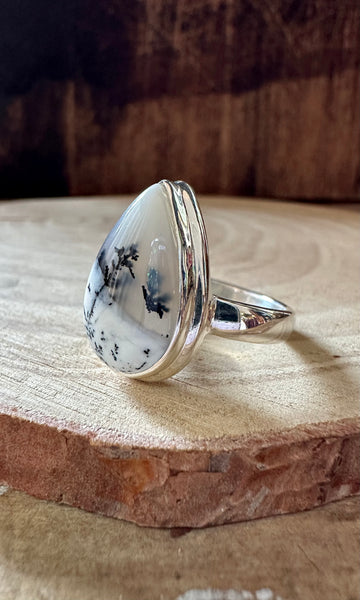 FOREST DENDRITIC OPAL Sterling Silver Ring • Size 8