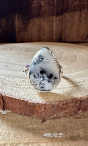 WOODLAND DENDRITIC OPAL Sterling Silver Ring • Size 8