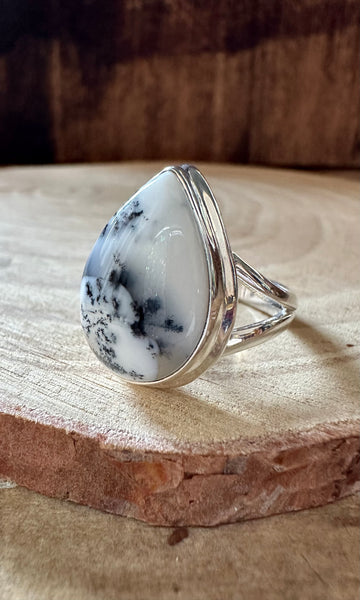 WOODLAND DENDRITIC OPAL Sterling Silver Ring • Size 8