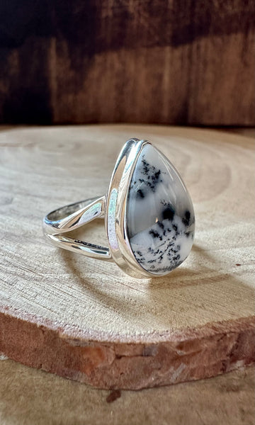 WOODLAND DENDRITIC OPAL Sterling Silver Ring • Size 8